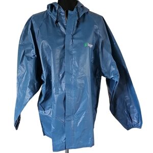 Frogg Toggs Blue Full Zip Hooded Raincoat   Unisex Size Small